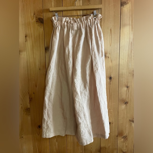 No. 6 Store Linen Wide Leg Culottes Pants Dusty Pink Crop Wide Leg - Picture 3 of 5